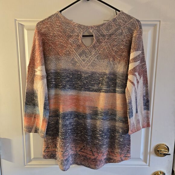 PerSeption Concept Fine Knit Sweater Top Womens size Large 3/4 Sleeve No Tags - Picture 2 of 2